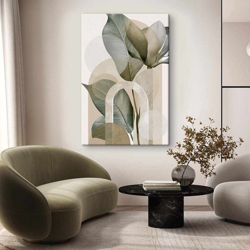 Folhas entre curvas claras — interior 2