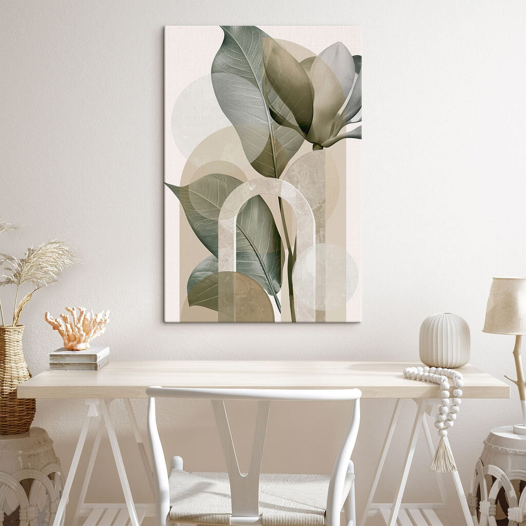 Folhas entre curvas claras — interior 1