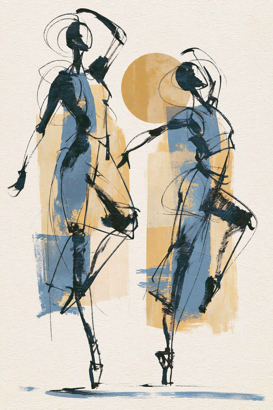 Dois bailarinos em azul — design completo