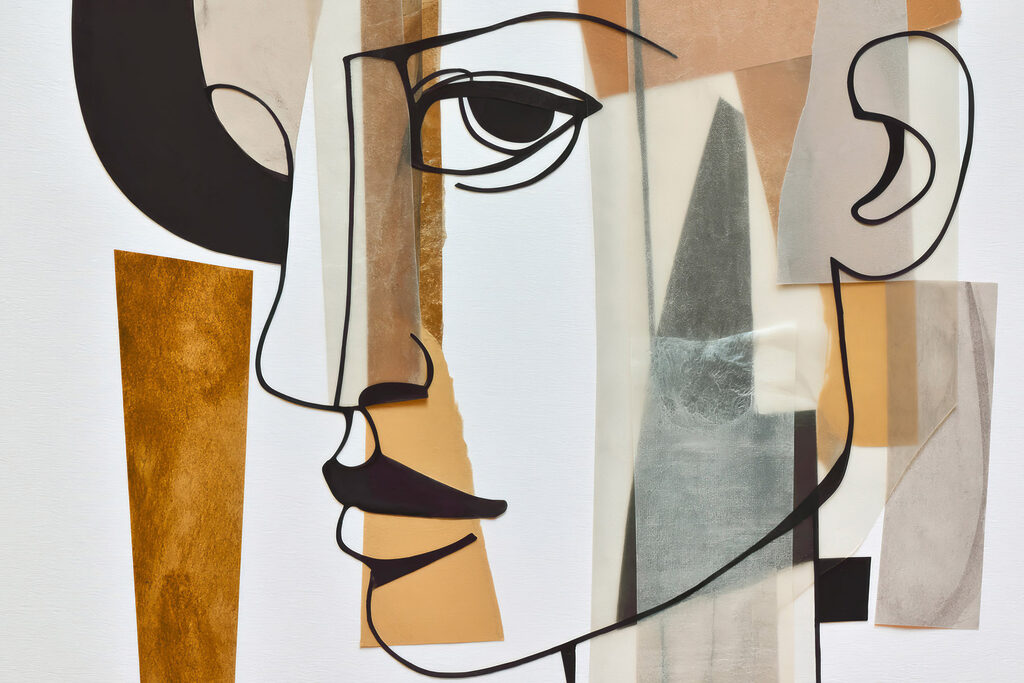 Mulher em contornos abertos — design completo