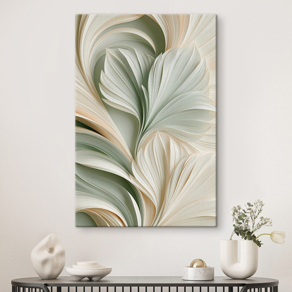 Folhas verdes em espiral num interior