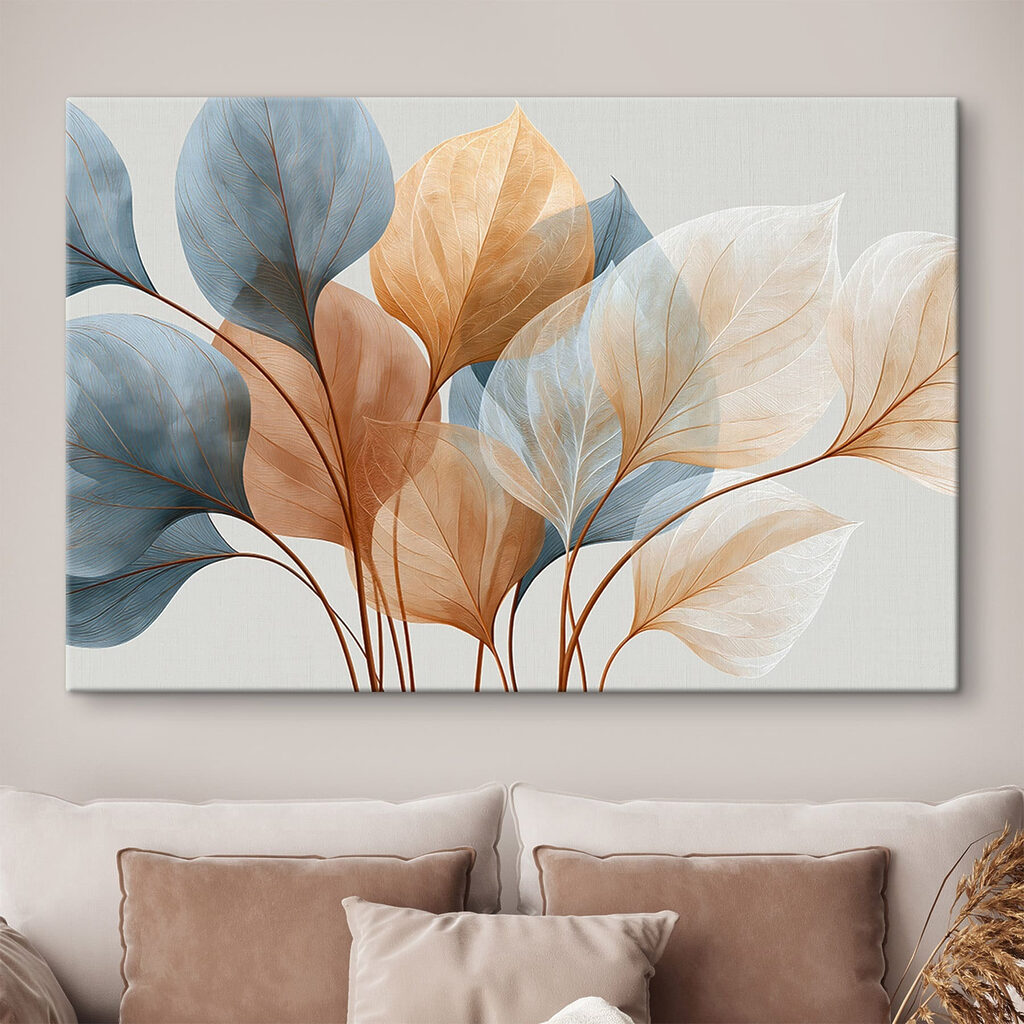 Folhas azuis e pêssego — interior 2