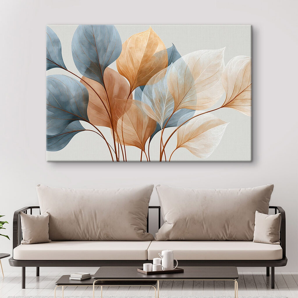 Folhas azuis e pêssego — interior 3