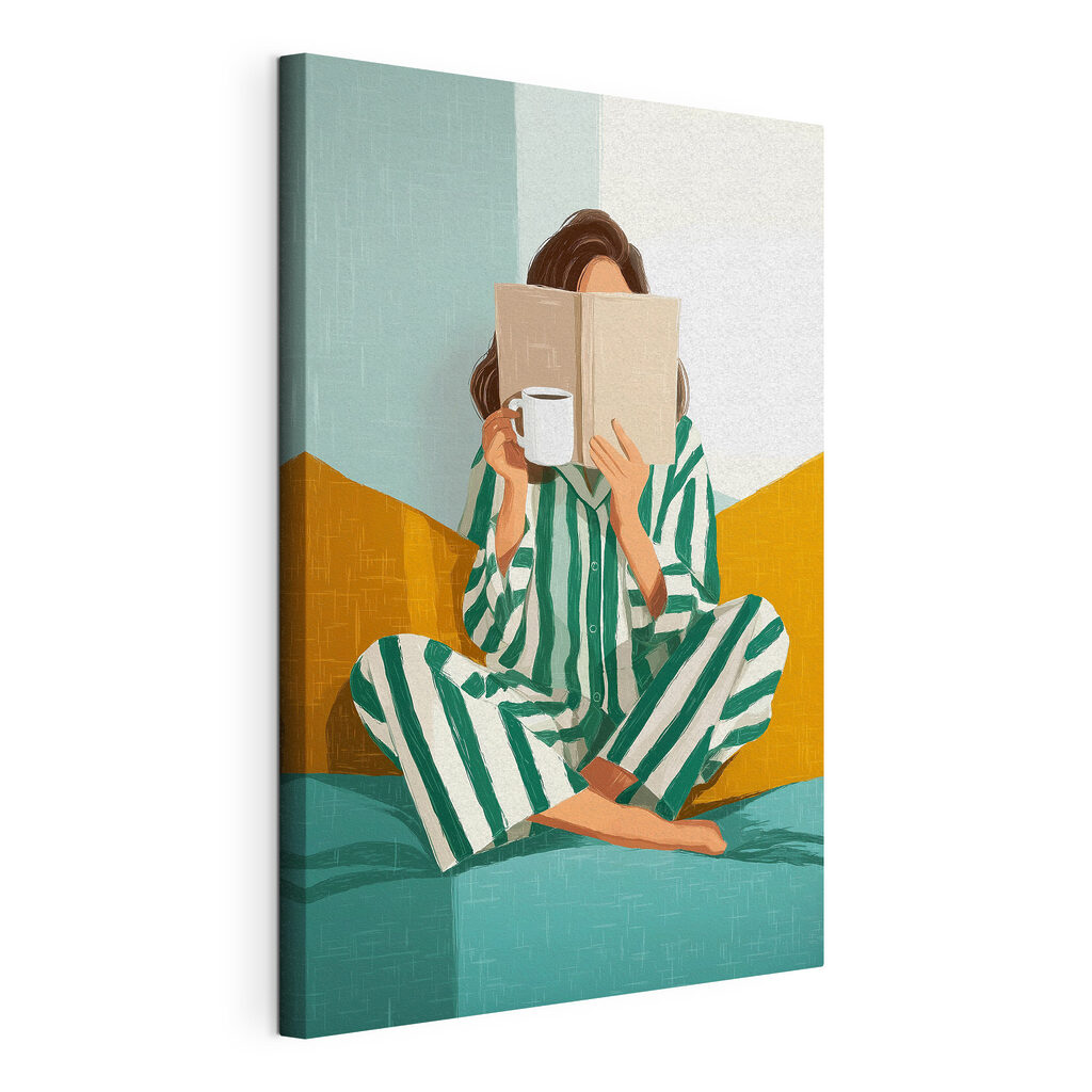 Leitura em pijama riscado — vista do produto