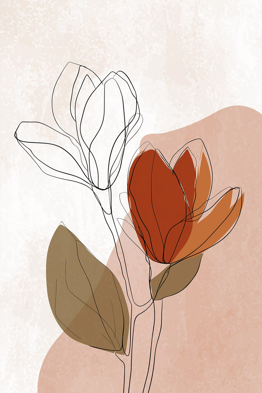 Flor terracota em linhas — design completo