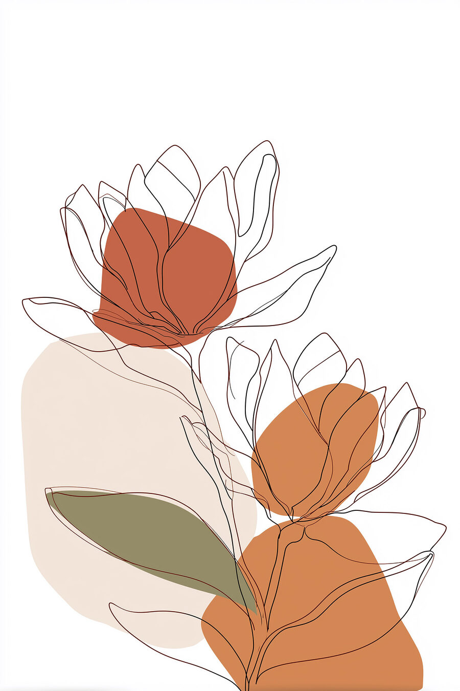 Contornos florais em terracota — design completo