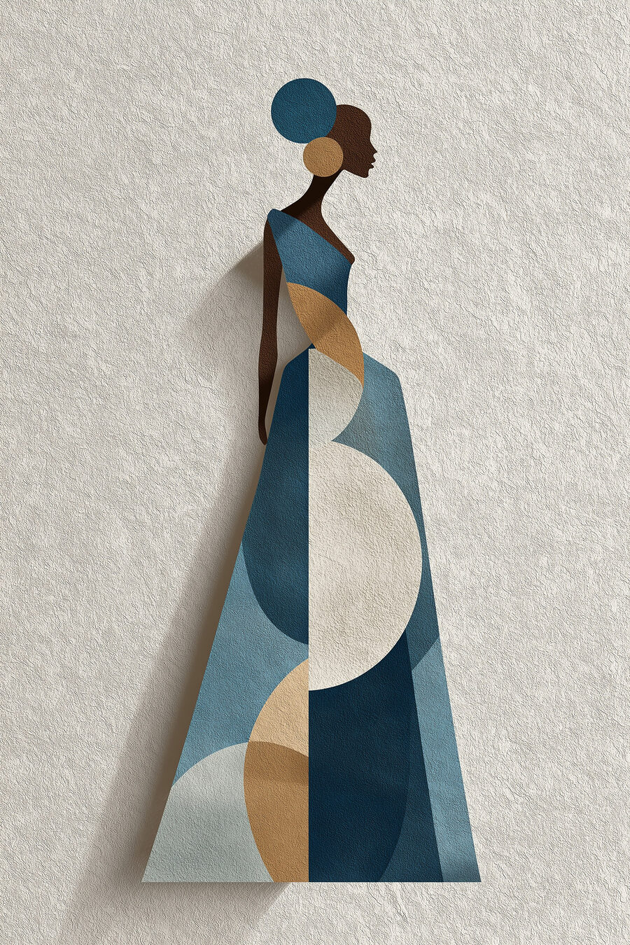 Vestido comprido em azul — design completo