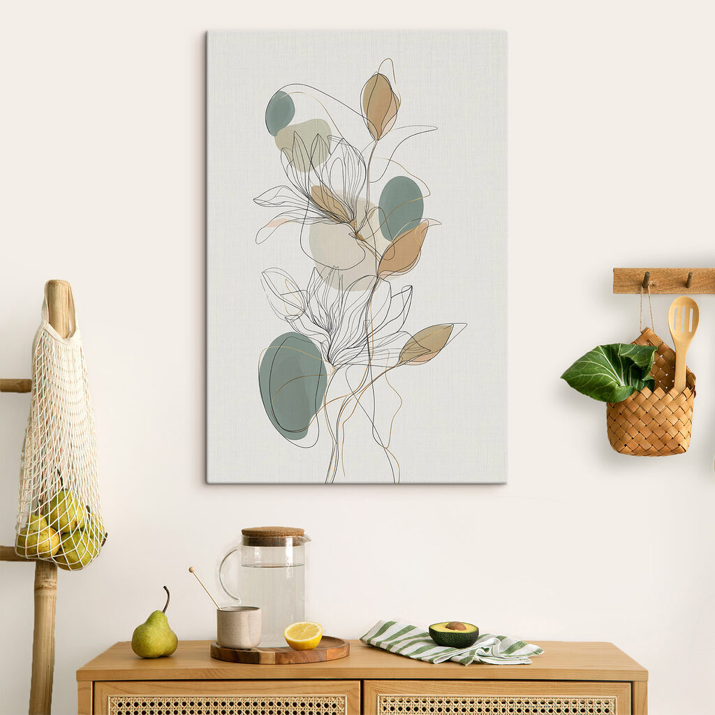 Flores desenhadas a traço num interior