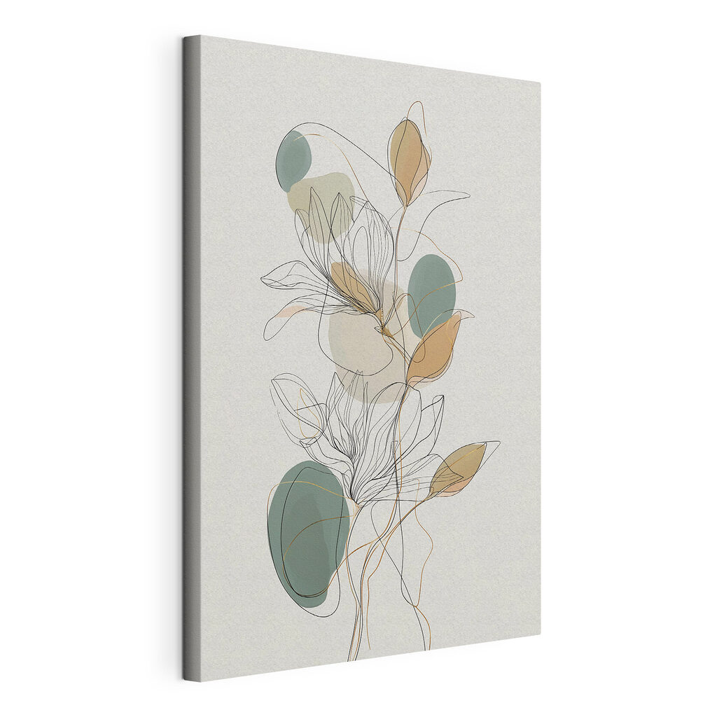 Flores desenhadas a traço, tela esticada e borda contínua