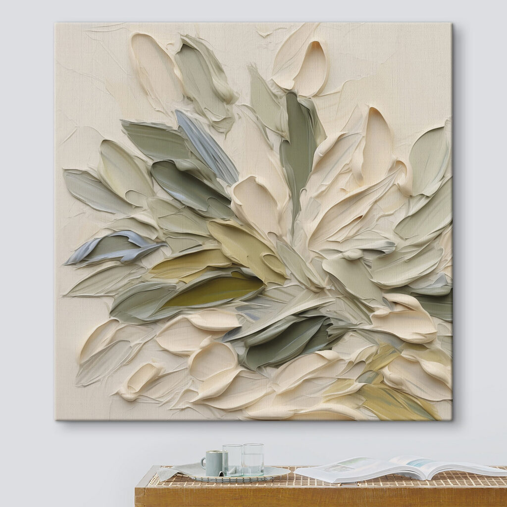 Folhas verdes em leque — interior 1