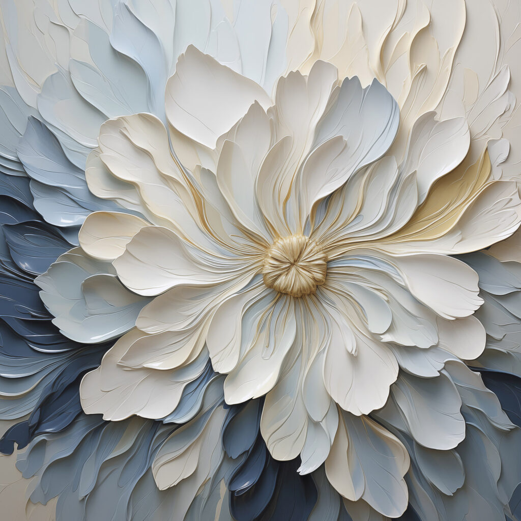 Flor branca sobre azul — design completo