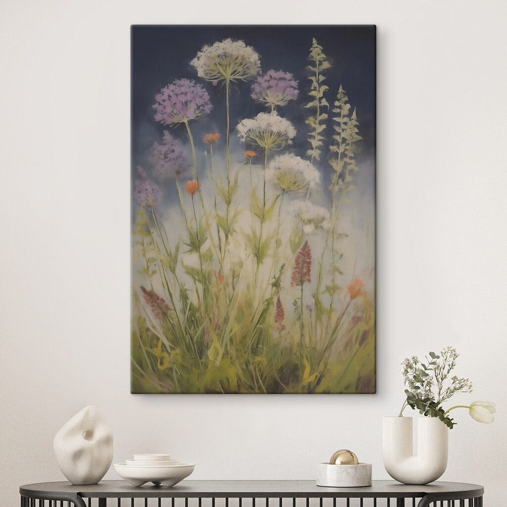 Flores lilás entre ervas — interior 2