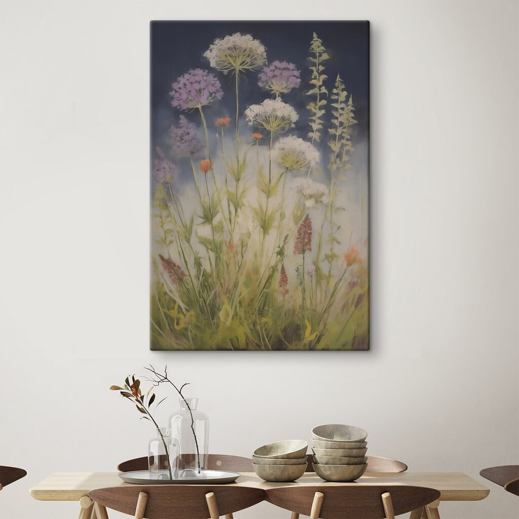 Flores lilás entre ervas — interior 1