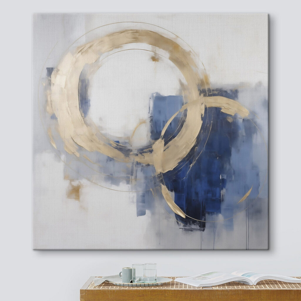 Anel dourado sobre azul — interior 2
