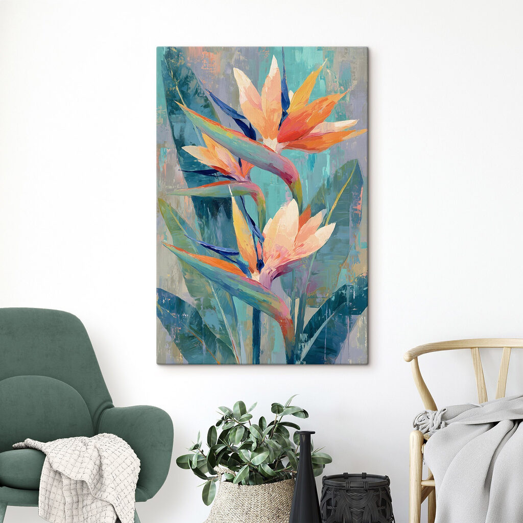 Flores laranja sobre azul-esverdeado — interior 2