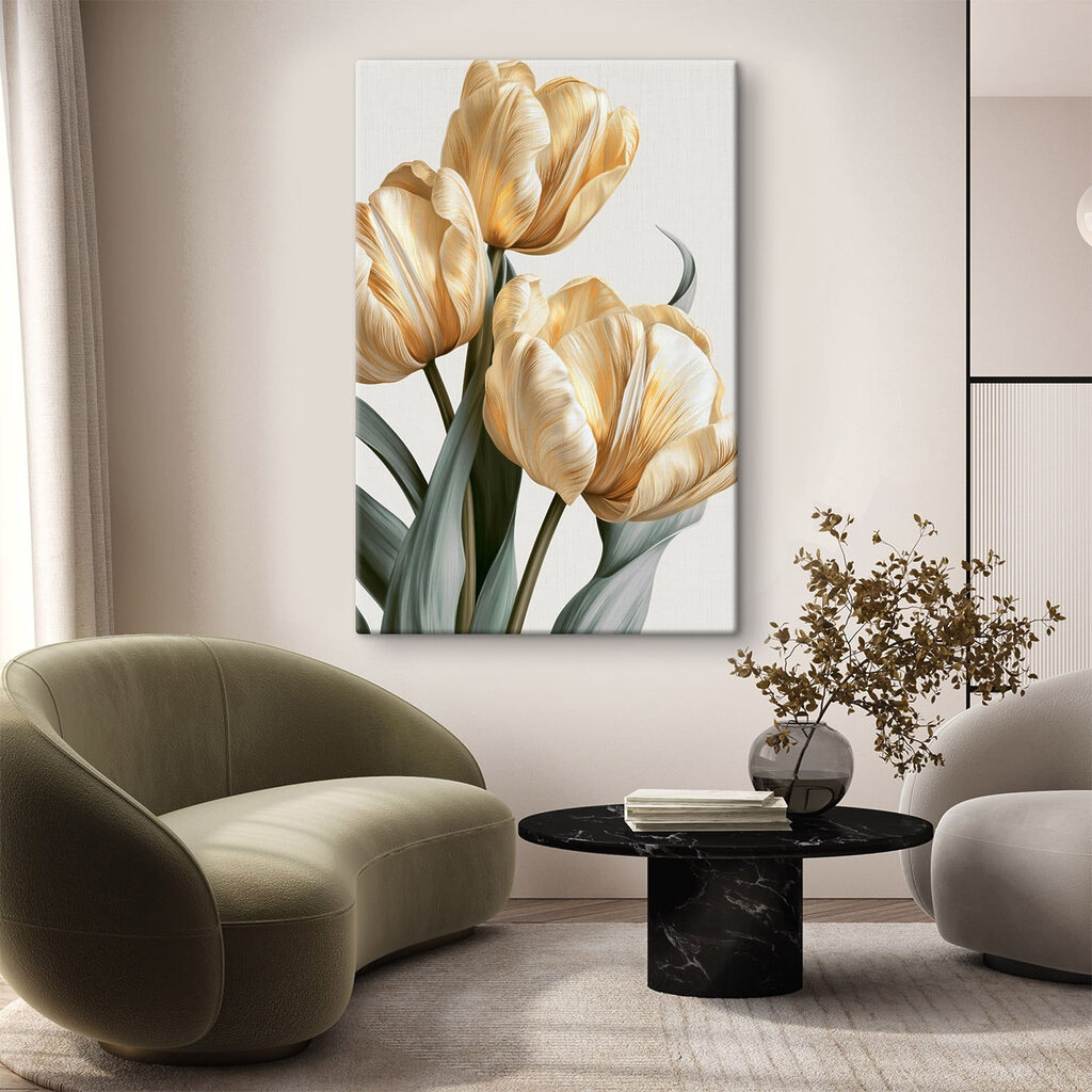 Tulipas douradas em verde-acinzentado — interior 2