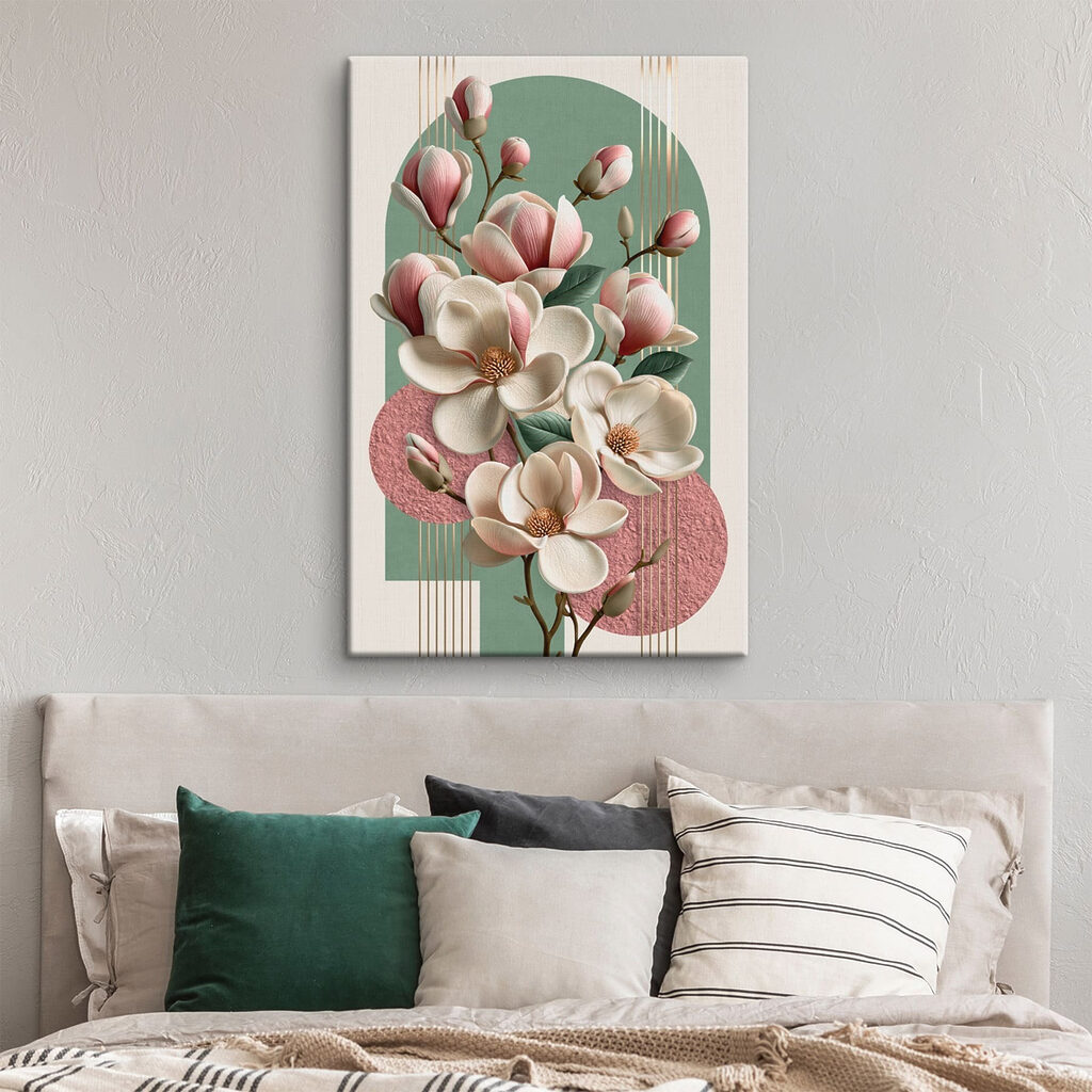 Magnólia rosa sobre círculos — interior 2