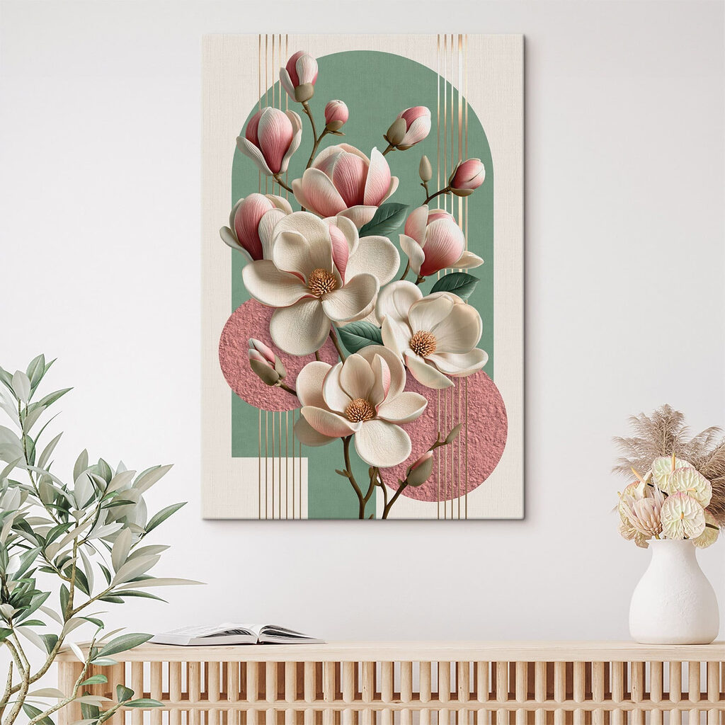 Magnólia rosa sobre círculos — interior 3