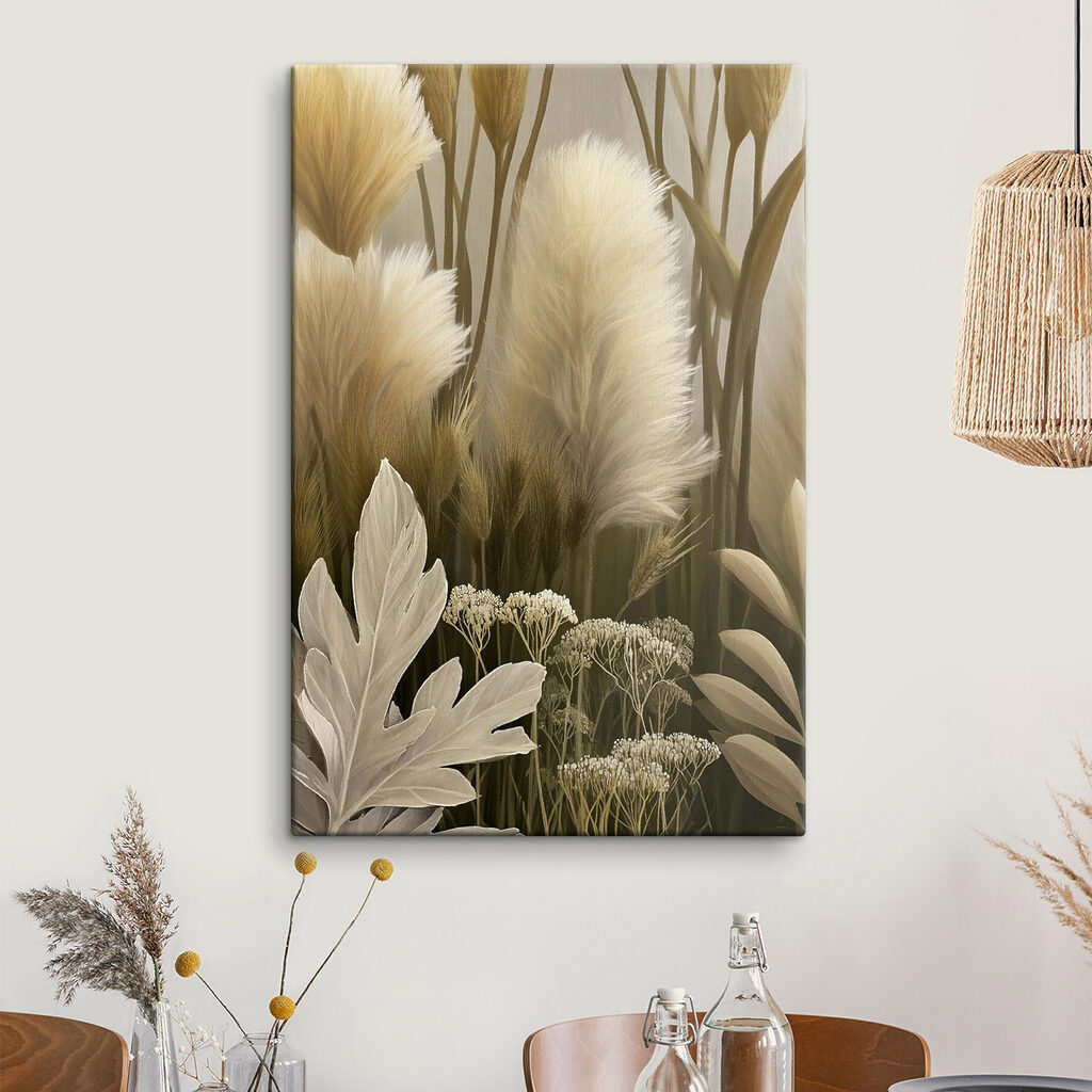 Gramíneas brancas entre flores — interior 2
