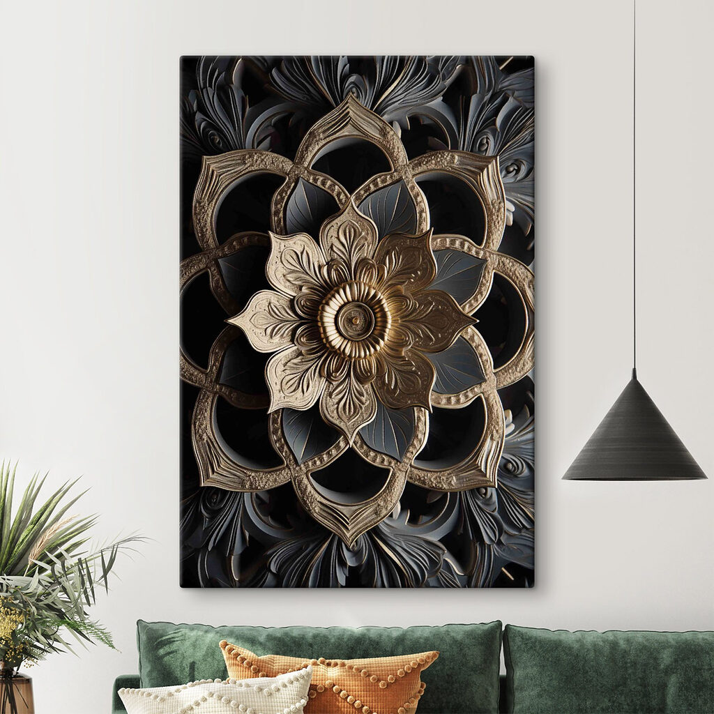 Mandala dourada em antracite — interior 2