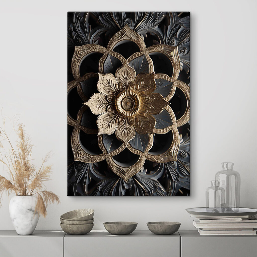 Mandala dourada em antracite — interior 1