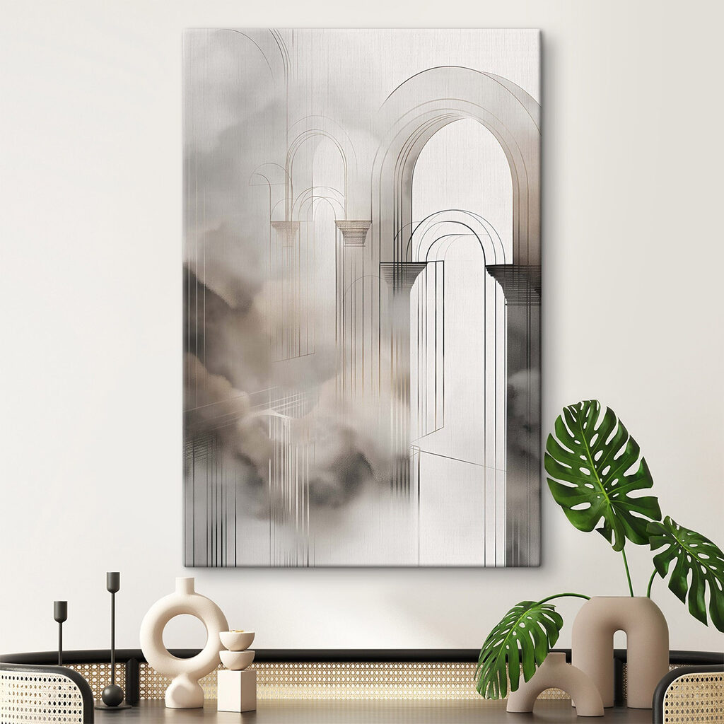 Arcos finos em névoa — interior 1