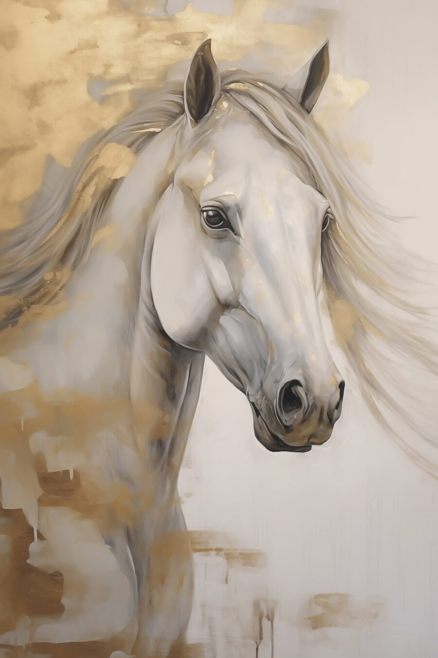 Cavalo branco em areia — design completo