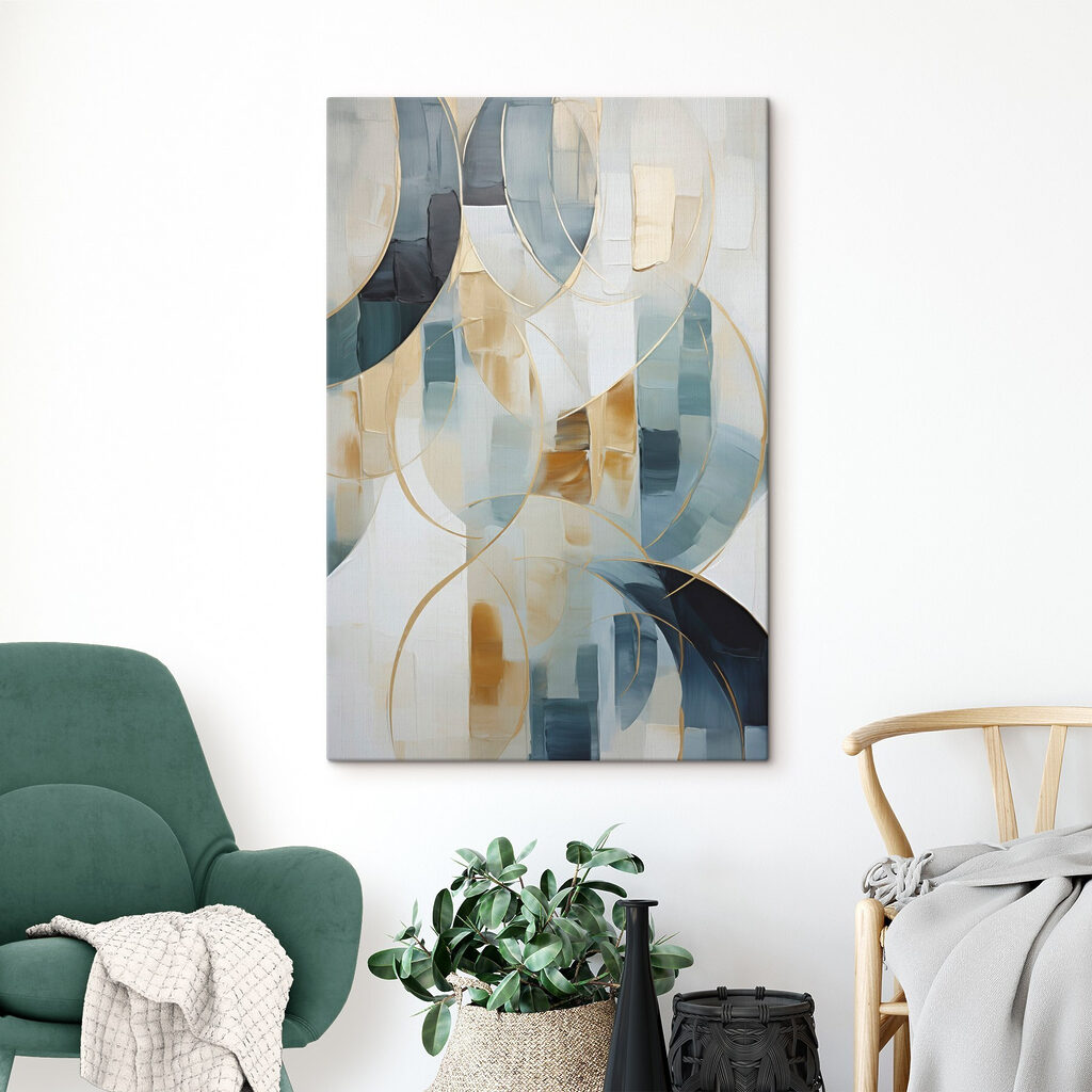 Faixas redondas em azul-acinzentado — interior 1