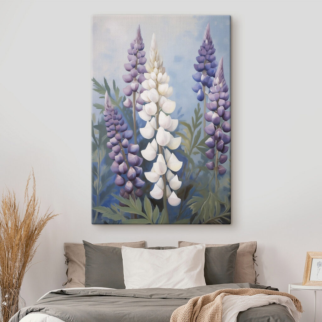 Lupinos brancos entre roxos — interior 2