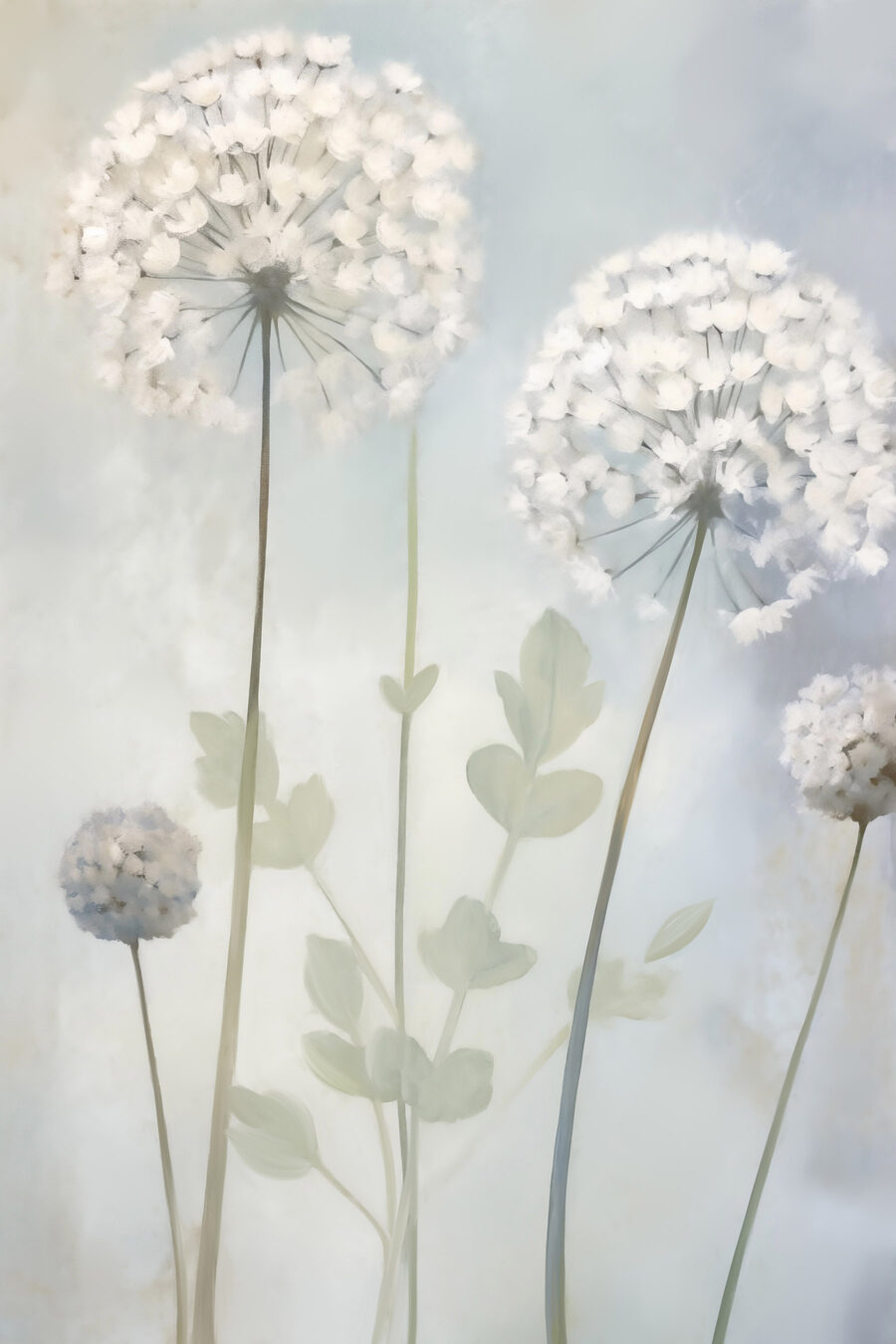 Flores brancas em azul-claro — design completo