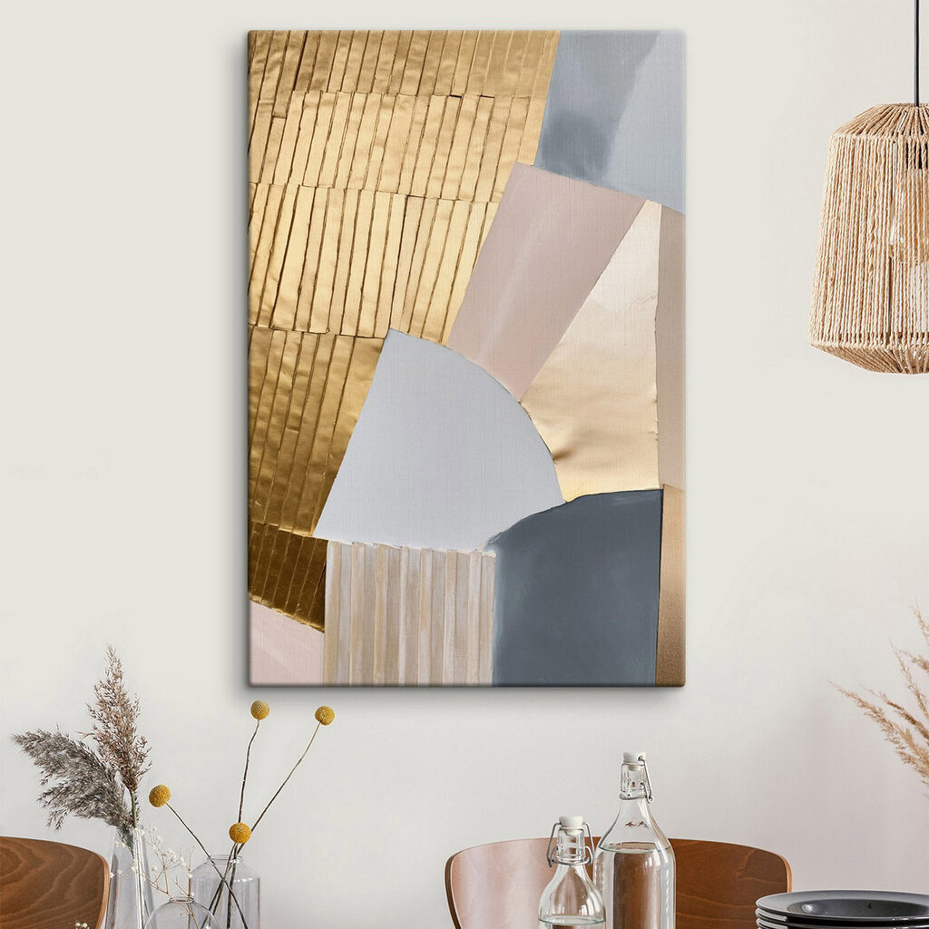 Leques dourados em pastel — interior 2