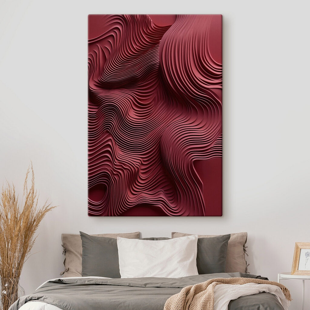 Ondas vermelho-escuras num interior