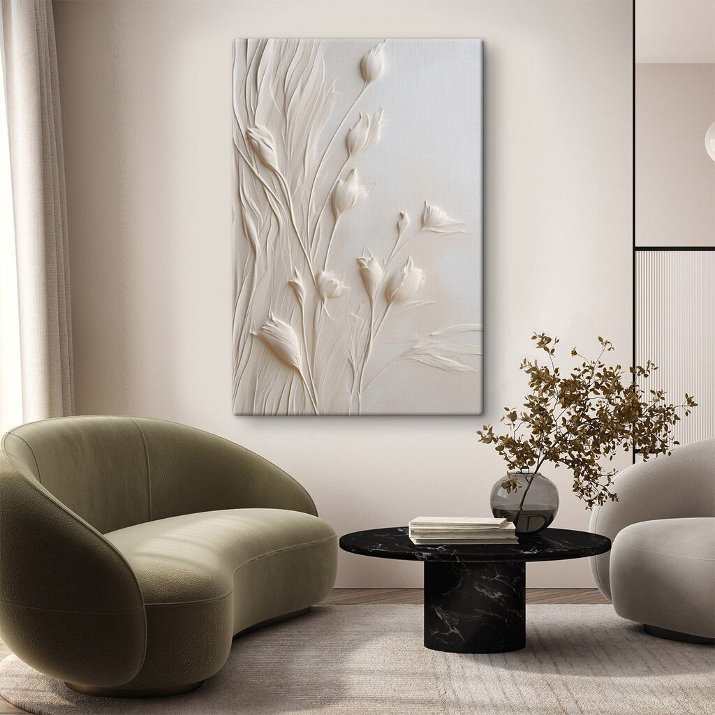 Cálices brancos em relevo — interior 1