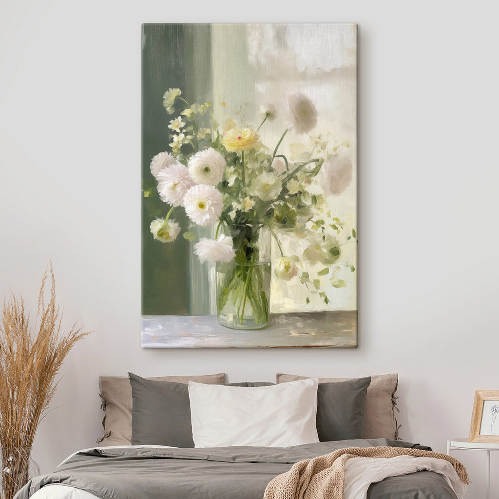 Flores brancas em vidro — interior 2