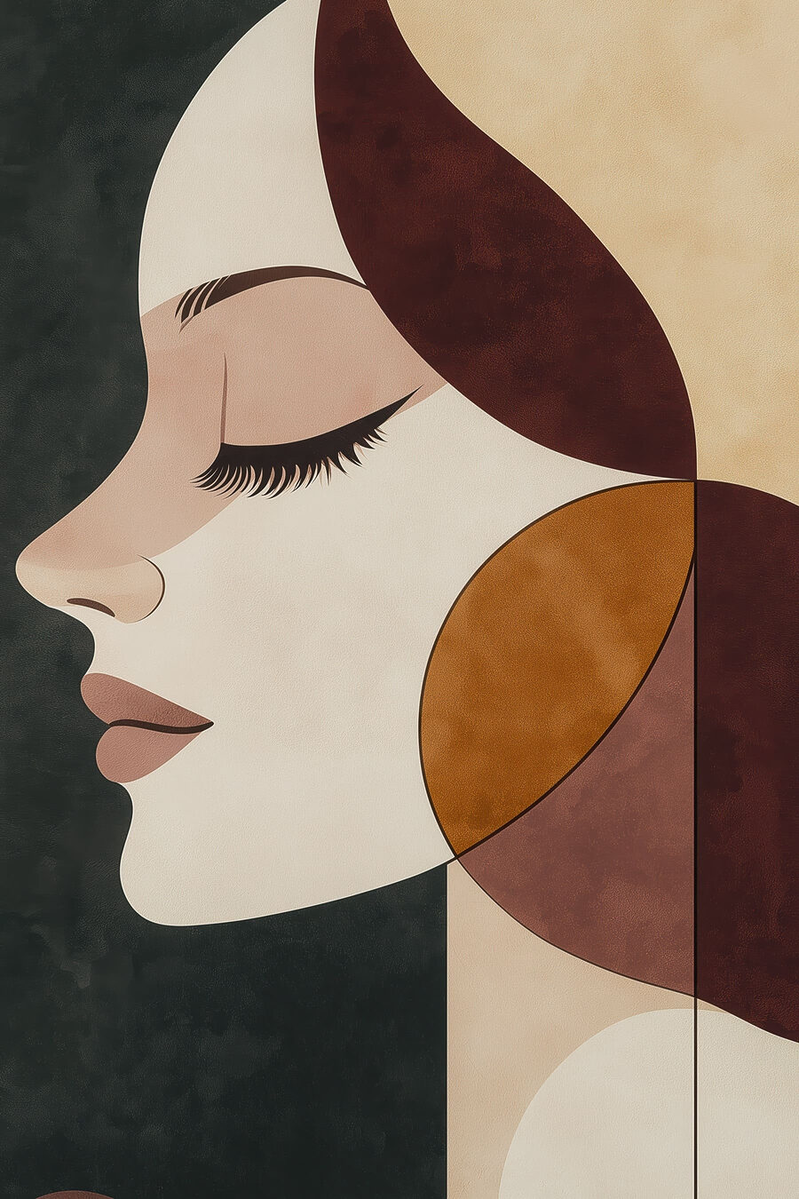 Perfil de olhos fechados — design completo