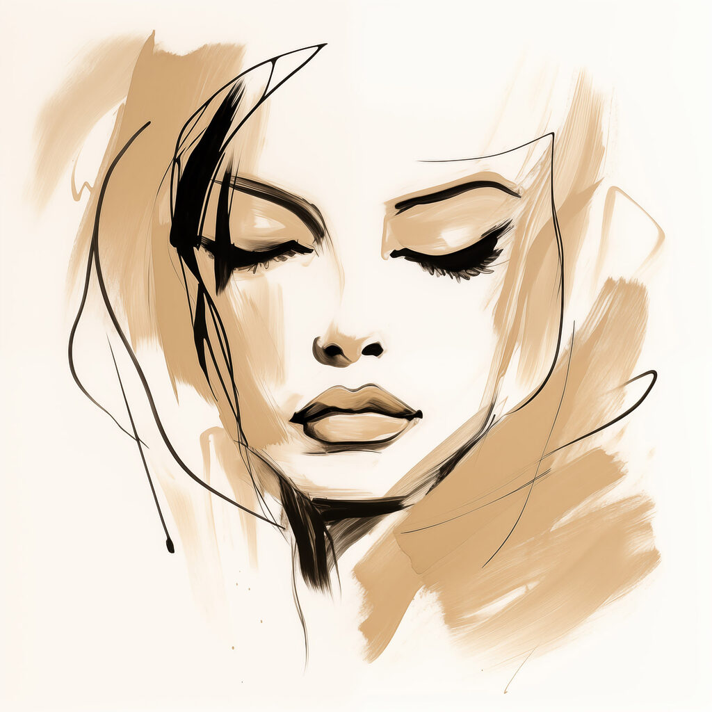 Retrato feminino em esboço — design completo