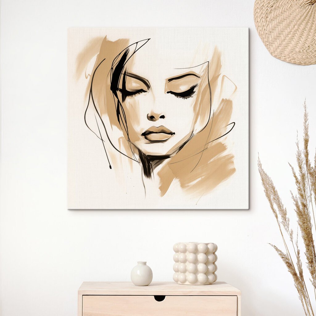 Retrato feminino em esboço num interior