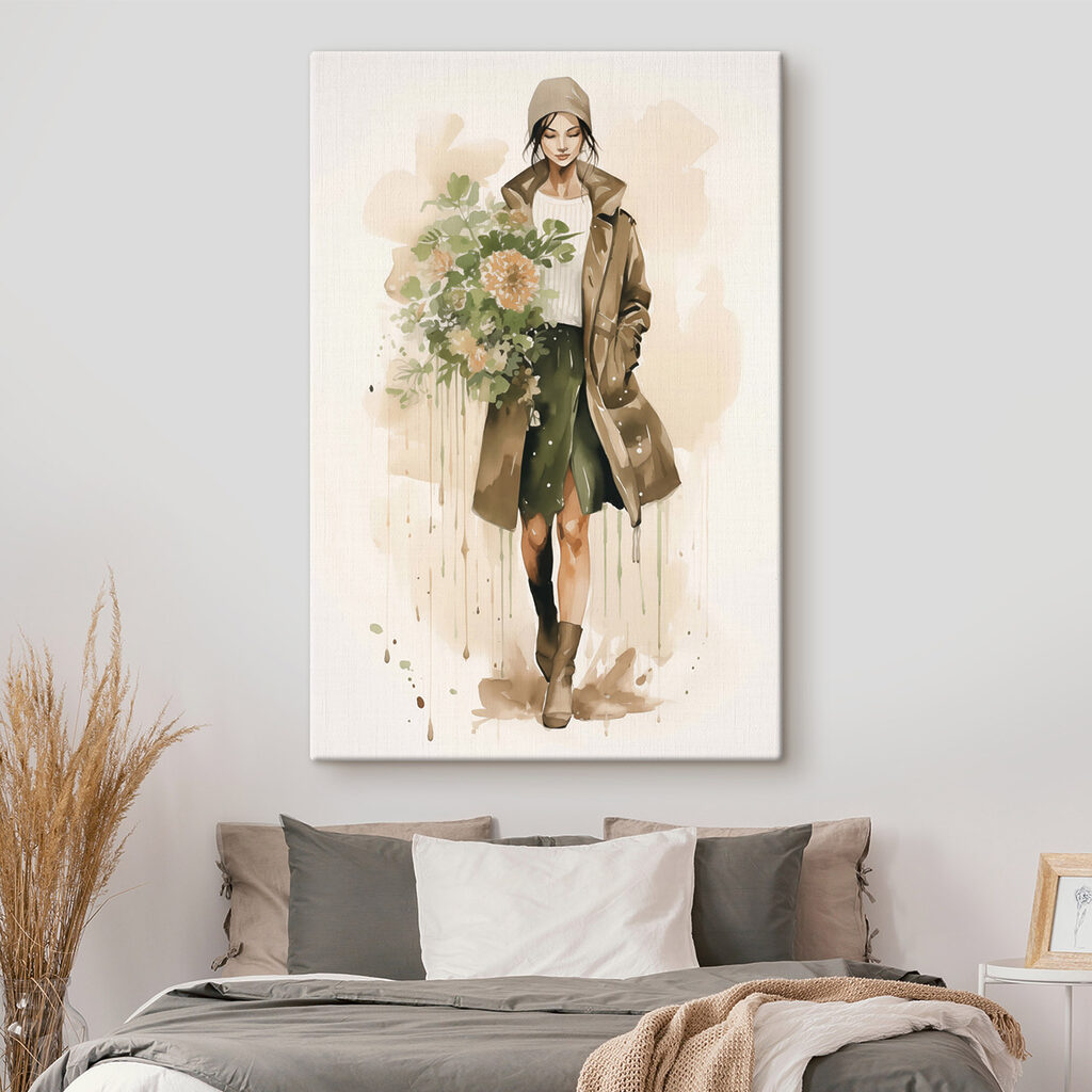Mulher com ramo outonal — interior 2