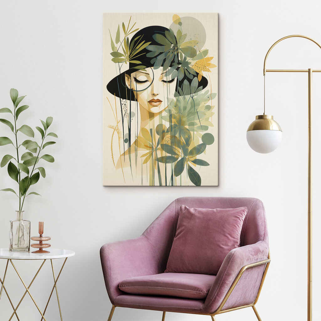 Rosto sereno entre folhas — interior 2
