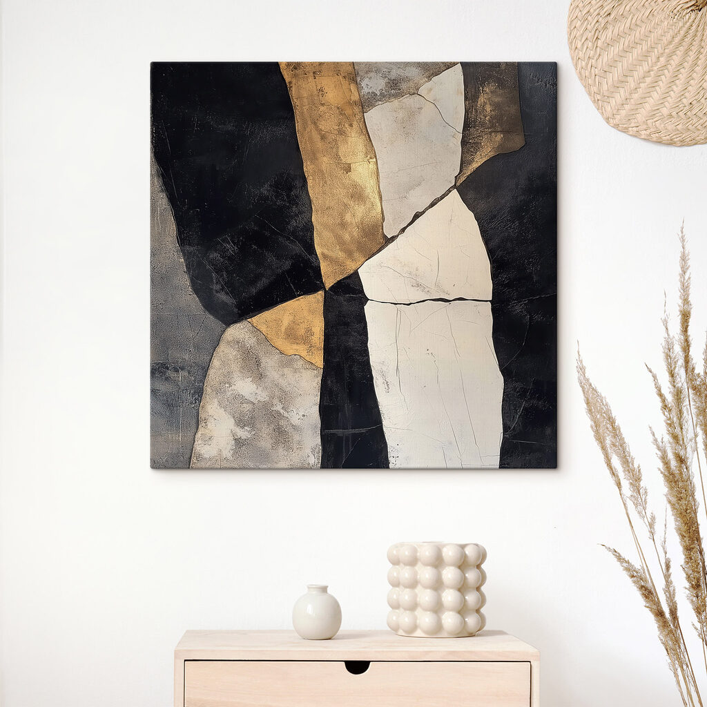 Faixa dourada sobre preto — interior 1