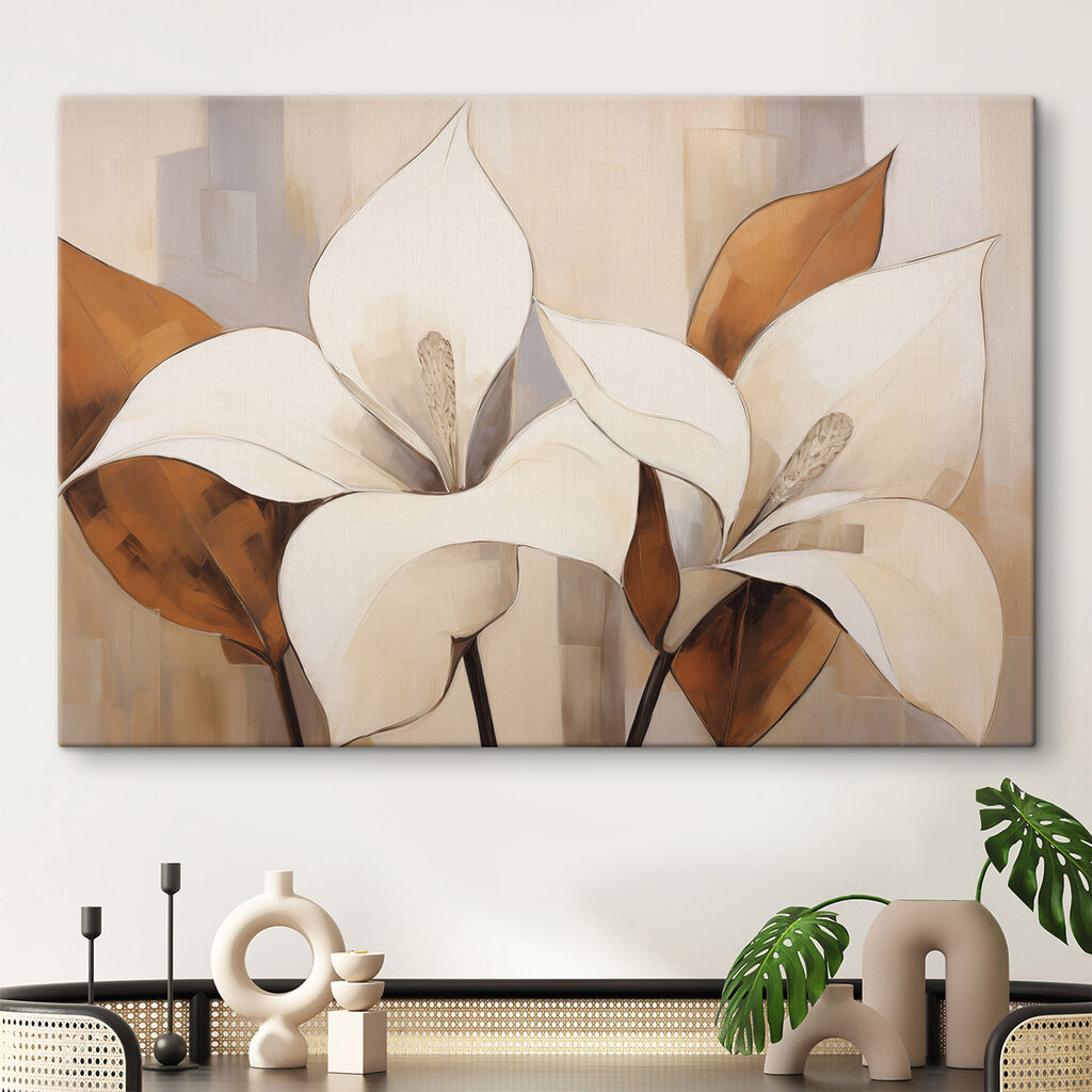 Flores brancas sobre castanho — interior 1