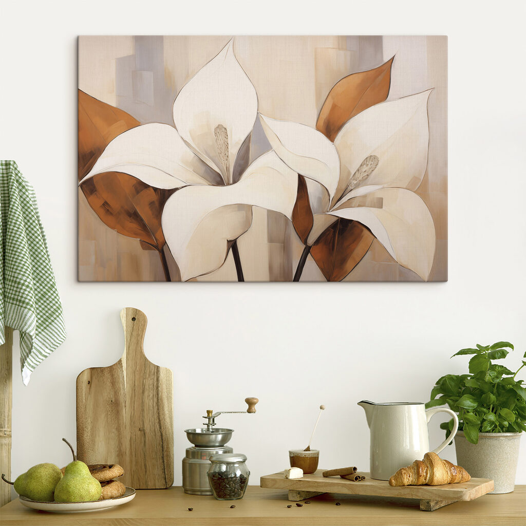 Flores brancas sobre castanho — interior 2