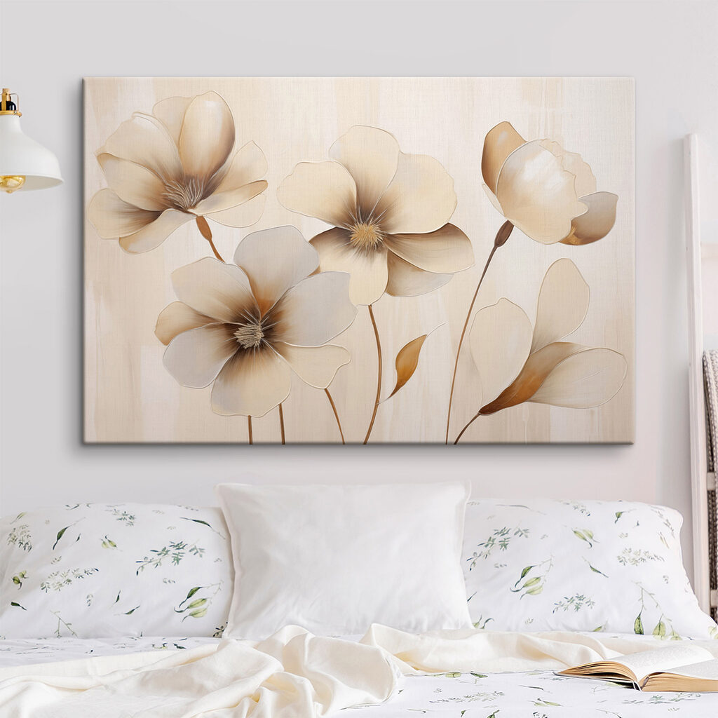 Flores bege sobre hastes — interior 2