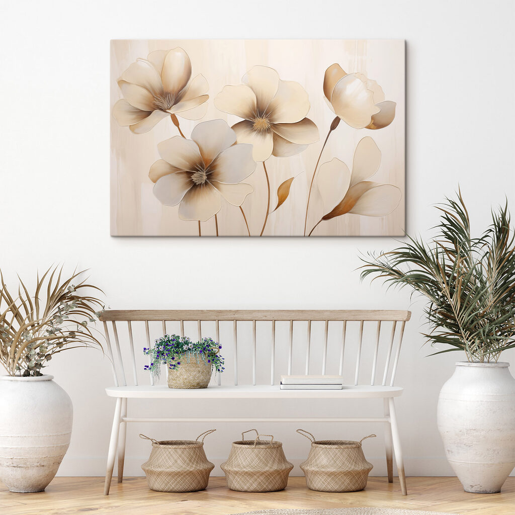 Flores bege sobre hastes — interior 1