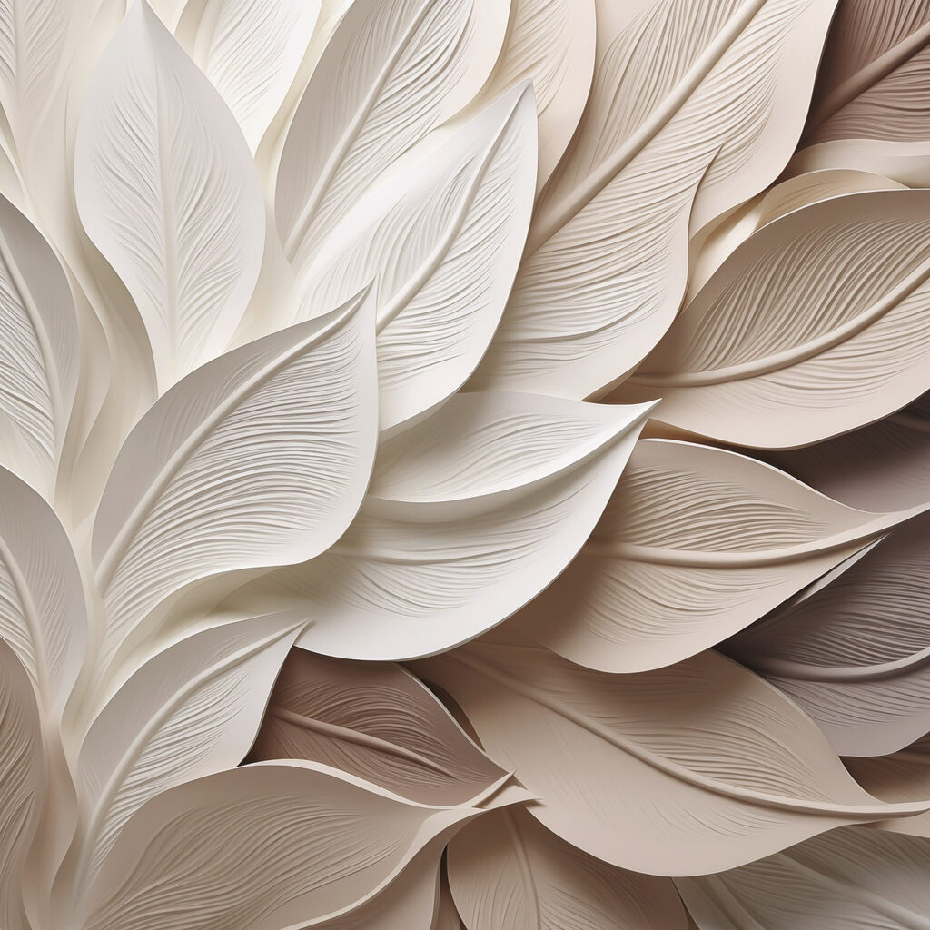 Folhas creme sobre castanho-acinzentado — design completo