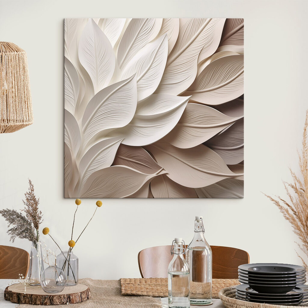 Folhas creme sobre castanho-acinzentado — interior 2