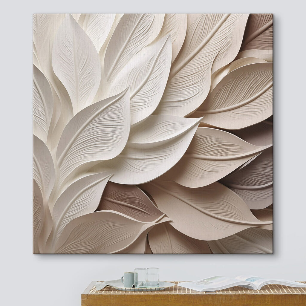 Folhas creme sobre castanho-acinzentado — interior 1
