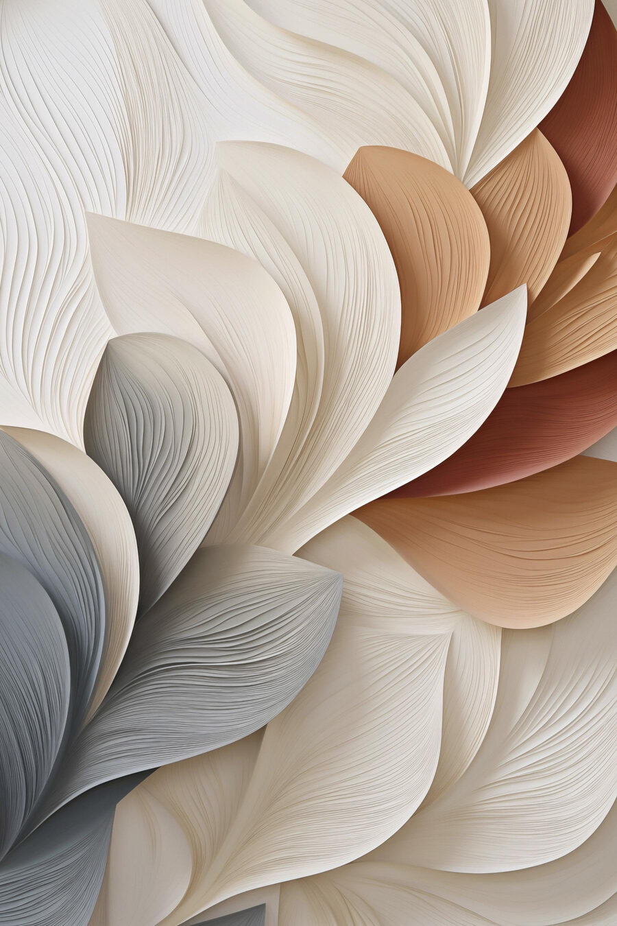 Folhas cinzentas e terracota — design completo