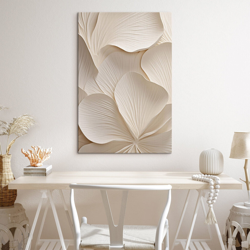 Leques brancos sobre areia — interior 1