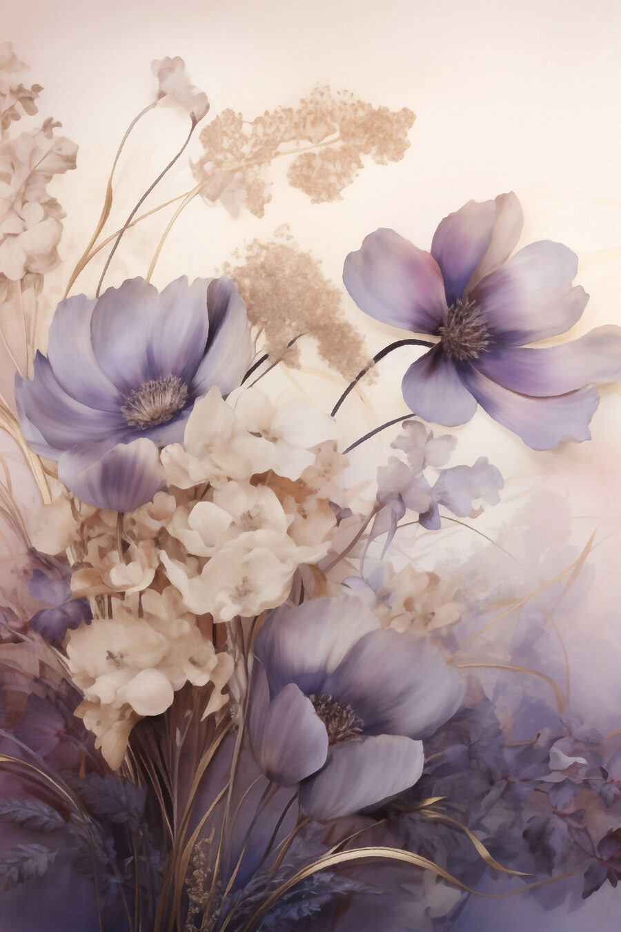 Flores roxas e secas — design completo